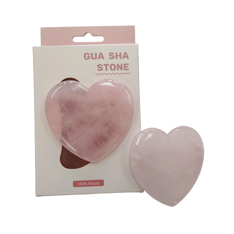 Natural Rose Quartz Heart Shaped Jade Guasha Tool Scraping Board for Salon Spa Scraping Massage Tools Gua sha Board