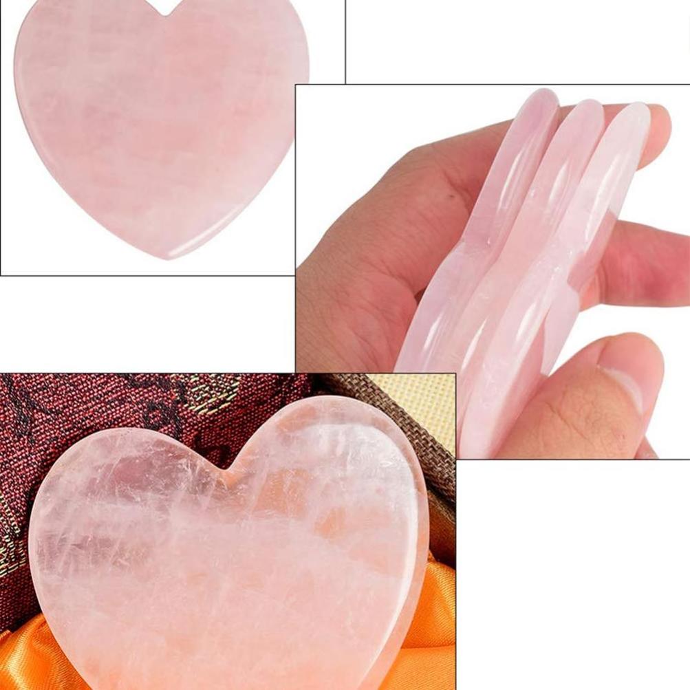 Natural Rose Quartz Heart Shaped Jade Guasha Tool Scraping Board for Salon Spa Scraping Massage Tools Gua sha Board