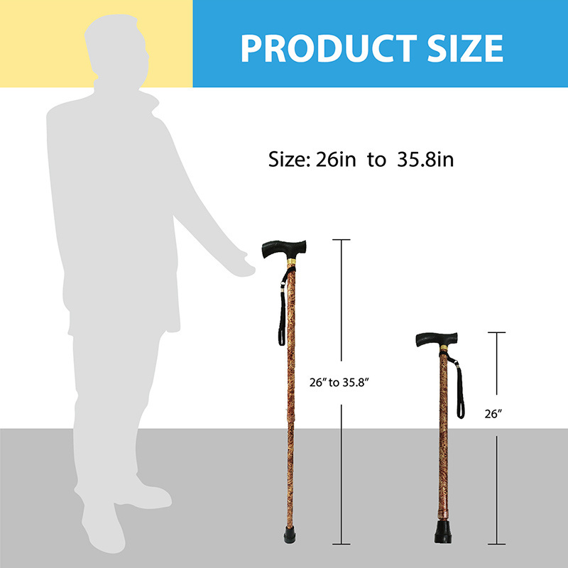 Lightweight and adjustable printed walking cane heavy duty collapsible extendable canes for seniors for balance