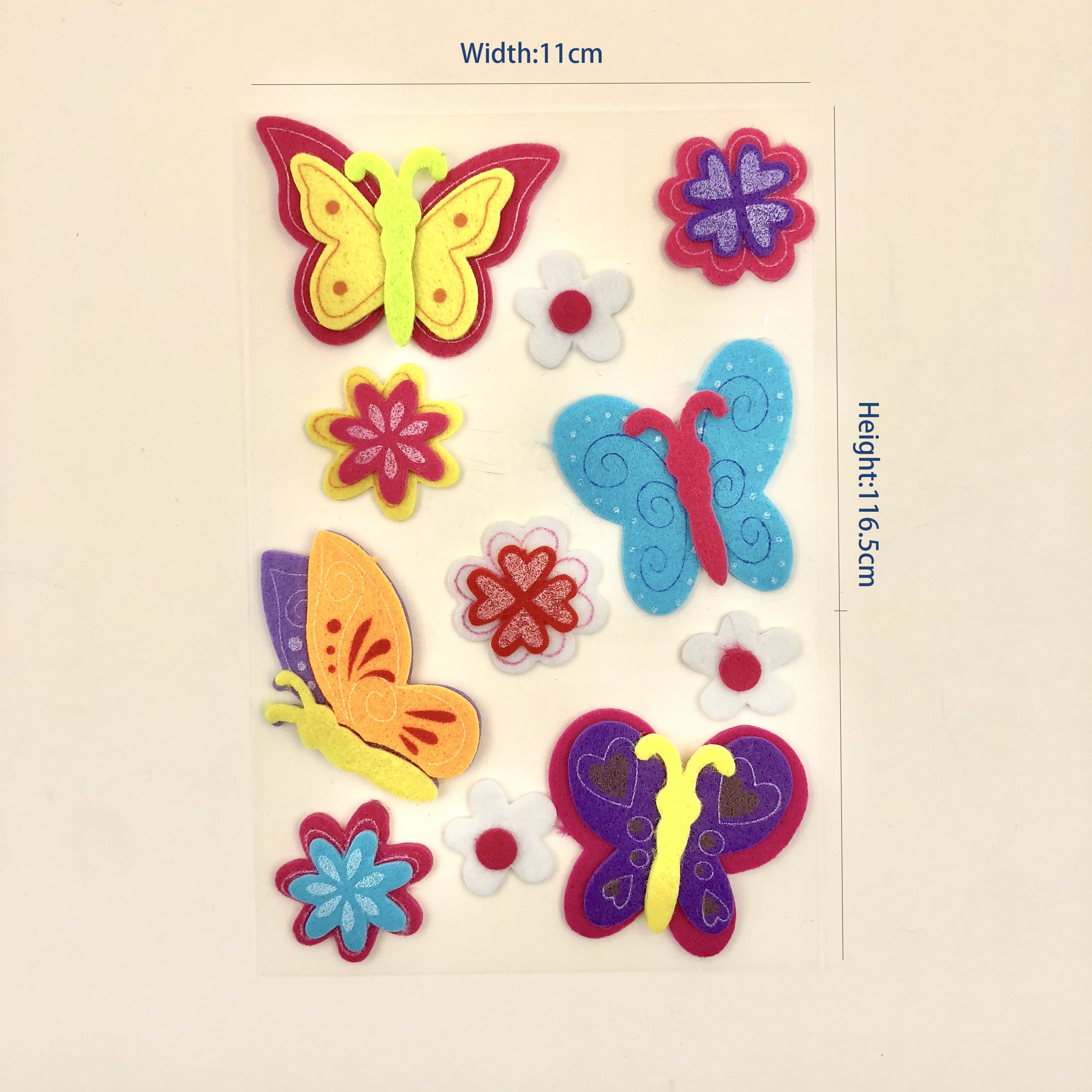 3d butterfly and flower shape felt sticker