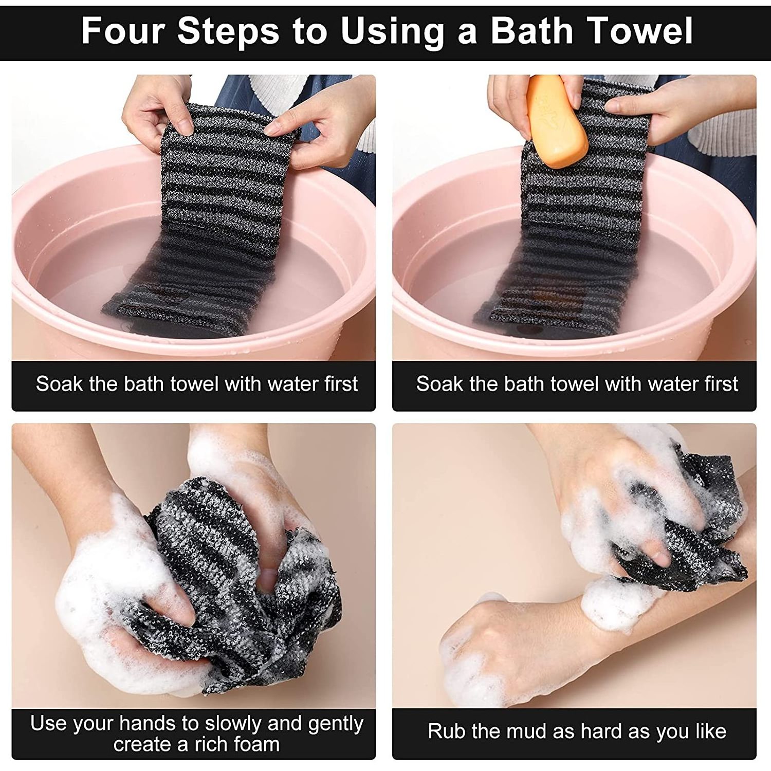 Japanese Bath Wash Scrub Cloth Korean Body Back Scrubber Towel For Shower Exfoliating Back Scrubber