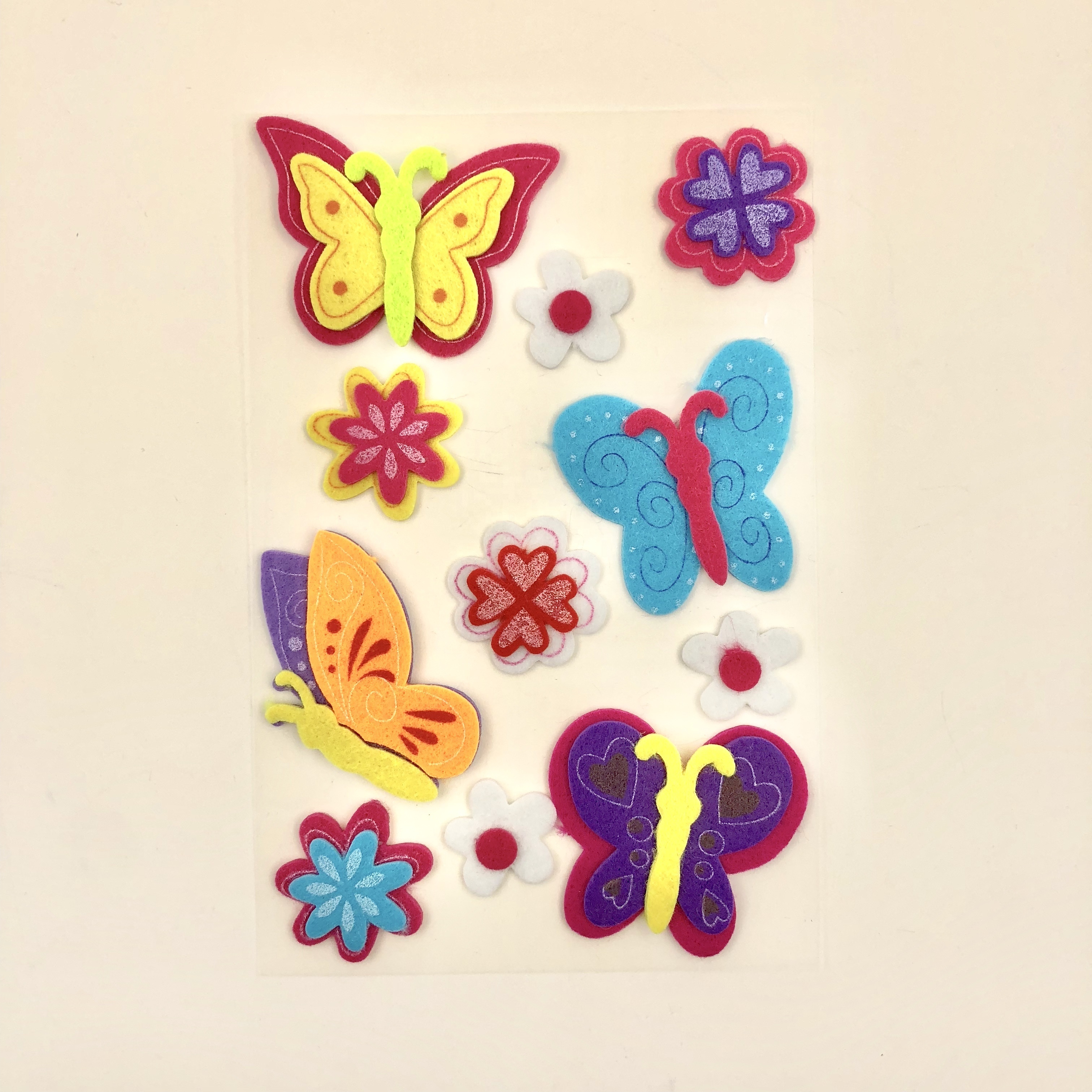 3d butterfly and flower shape felt sticker