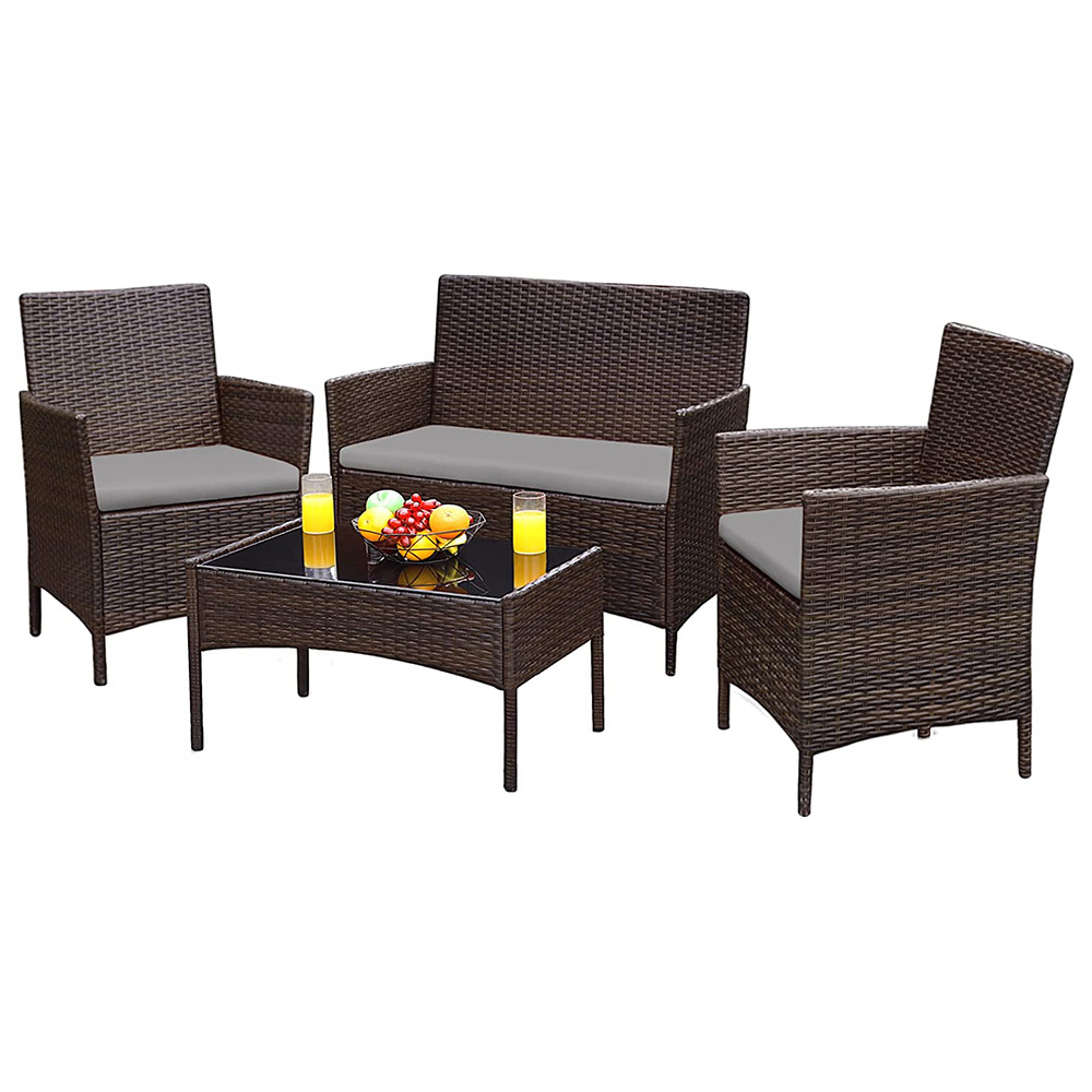 Patio Dining Set Table Chair Outdoor Rattan Furniture with Cover