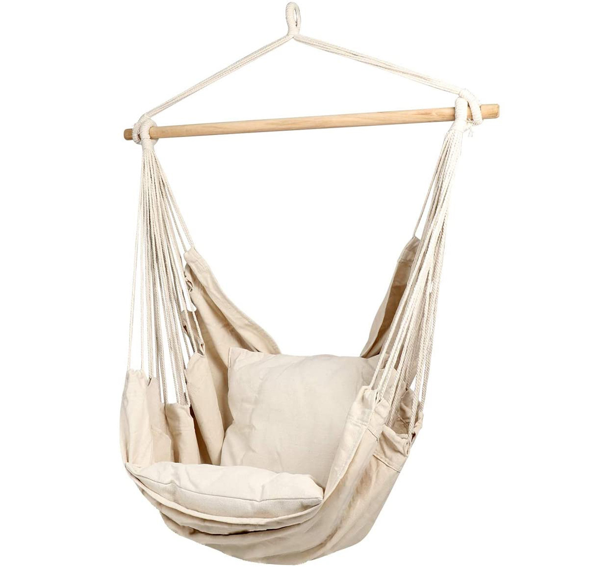 High Quality Polycotton Hammock Chair Swing with Wooden Bar for Patio