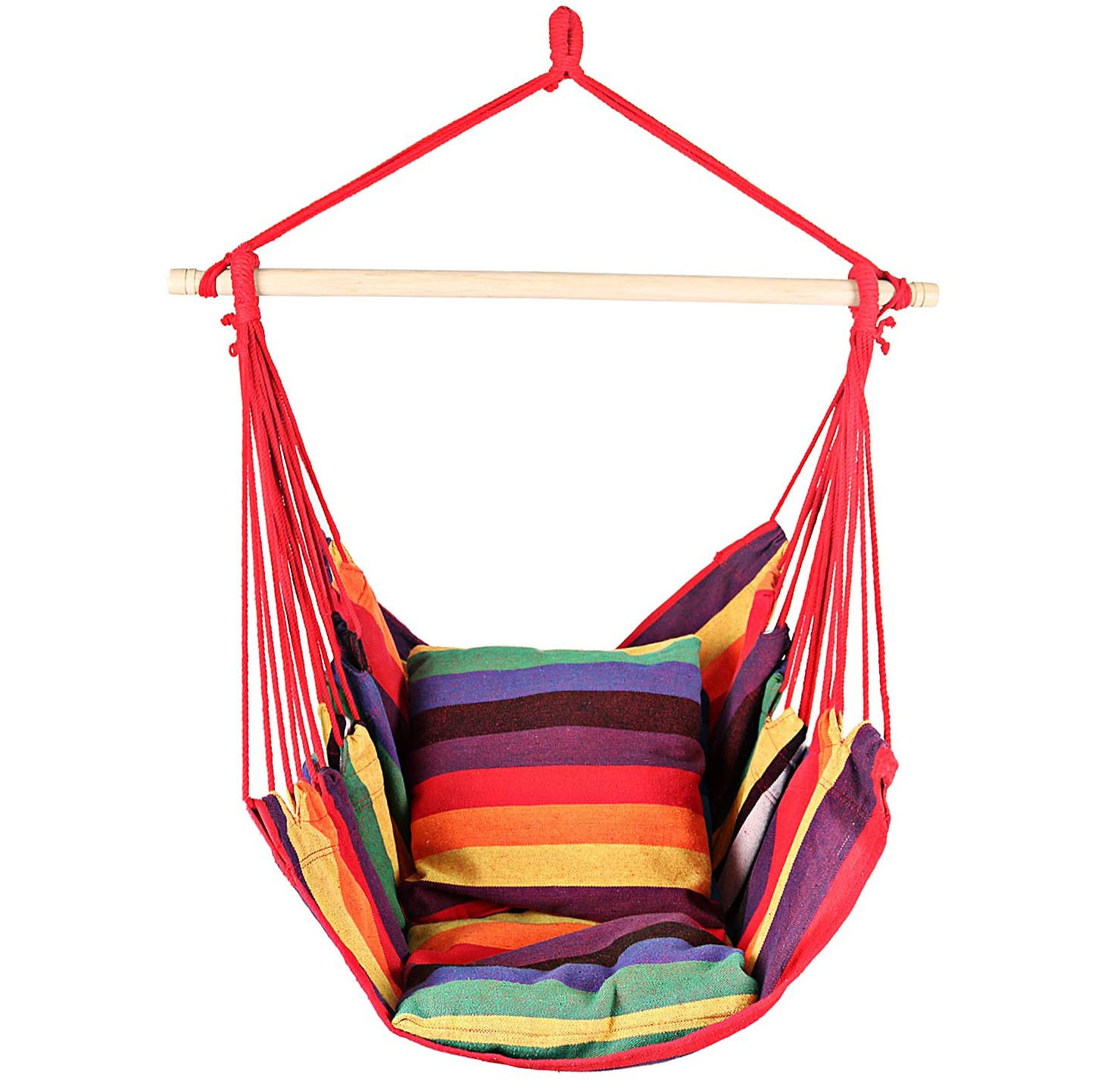 High Quality Polycotton Hammock Chair Swing with Wooden Bar for Patio