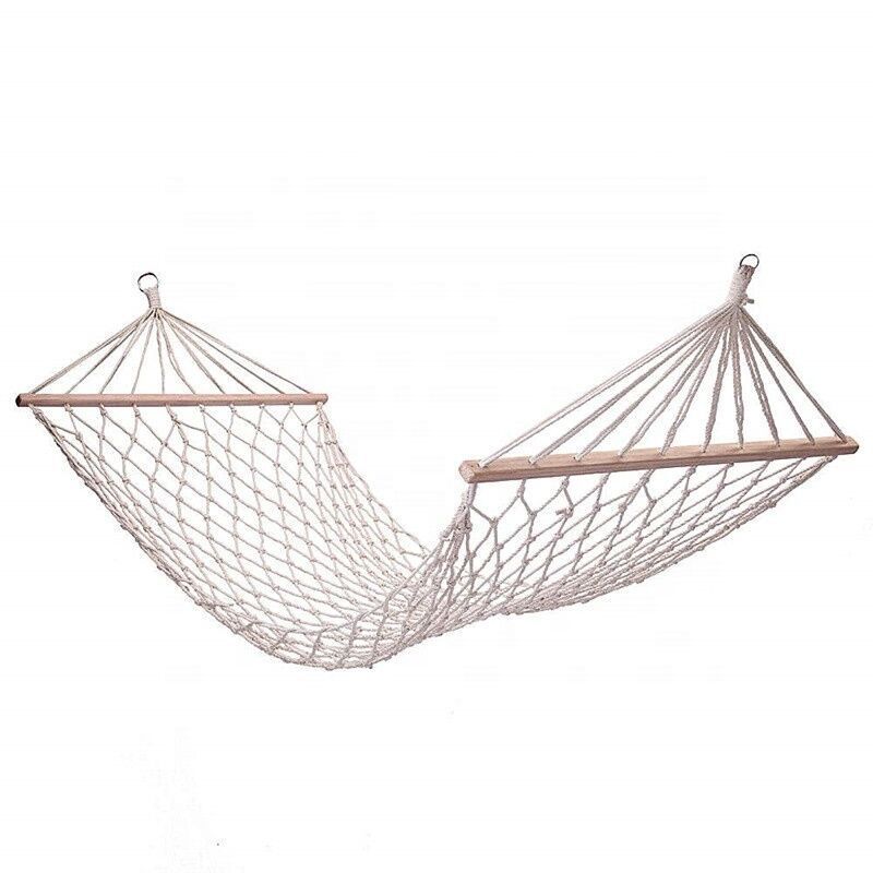 Hand-Woven Breathable Tropical Cotton White Net Mesh Hammock