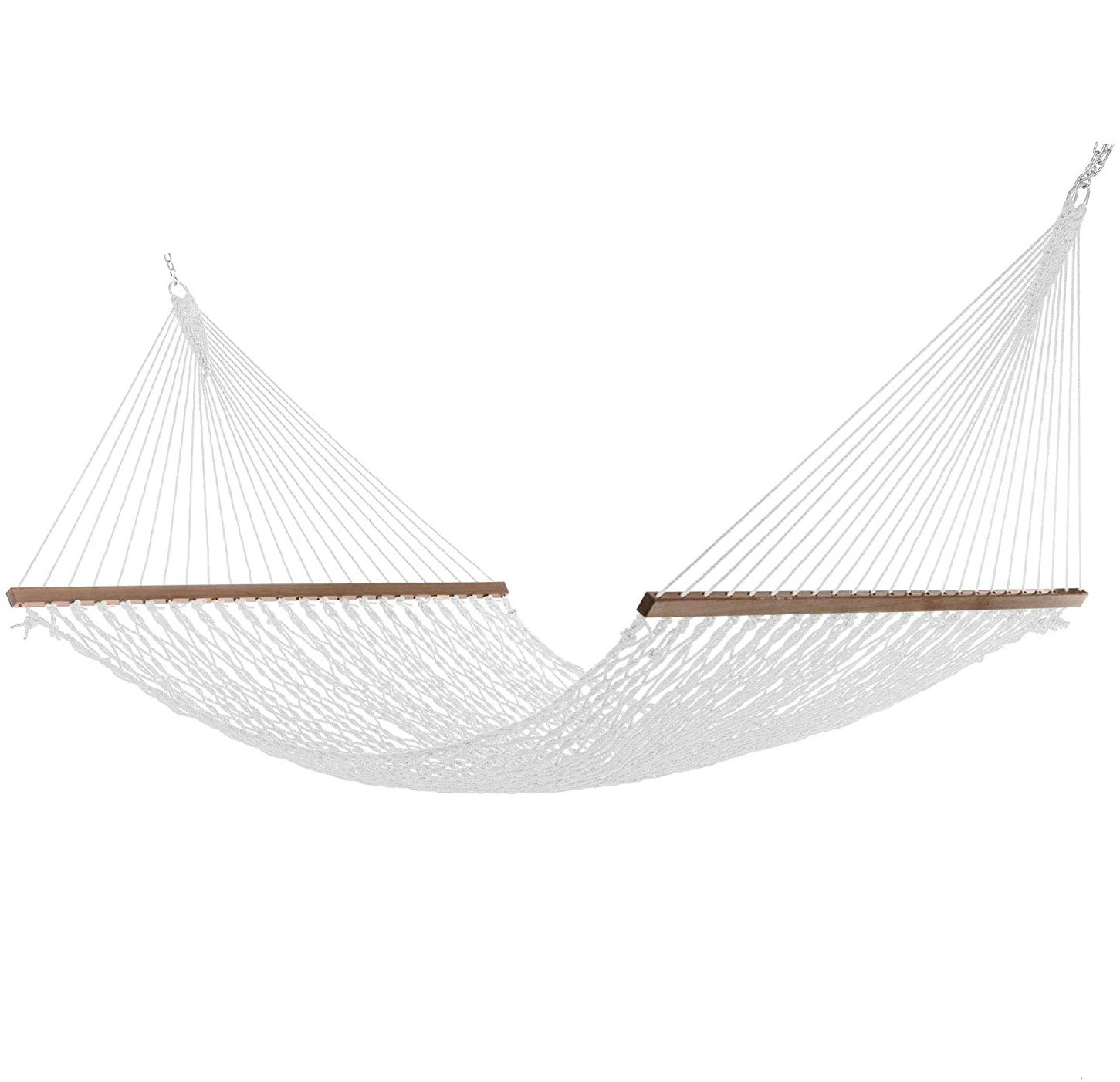 Hand-Woven Breathable Tropical Cotton White Net Mesh Hammock