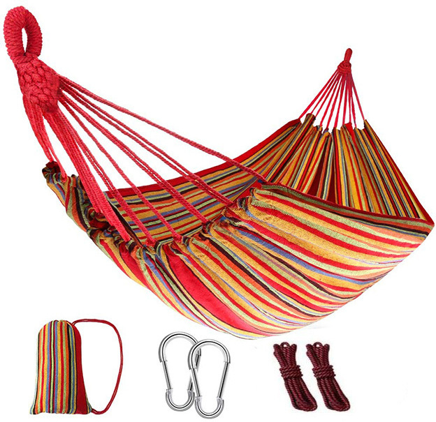 Ultralight Handmade Safe Rainbow Stripe Hammock for 1-2 Person