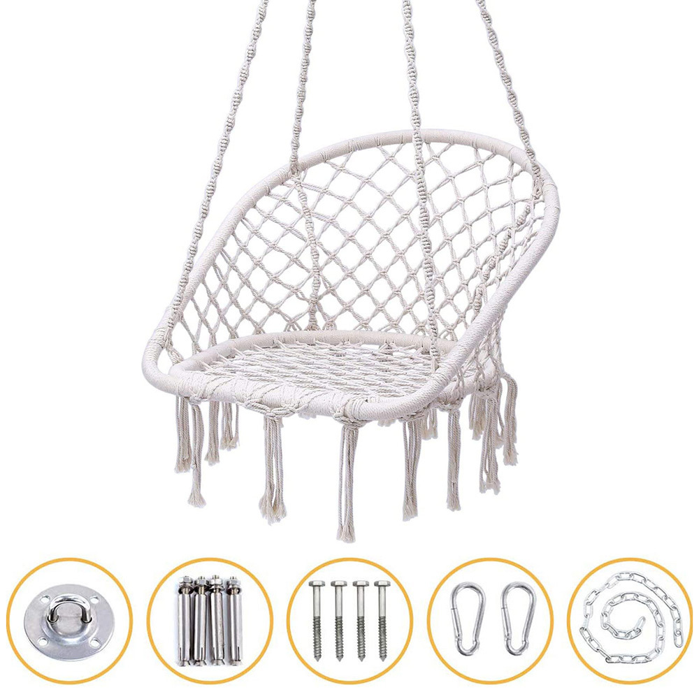 Semi-circular arc Solid Portable Hanging Rope Swing hammock chair Woven Swing Chair