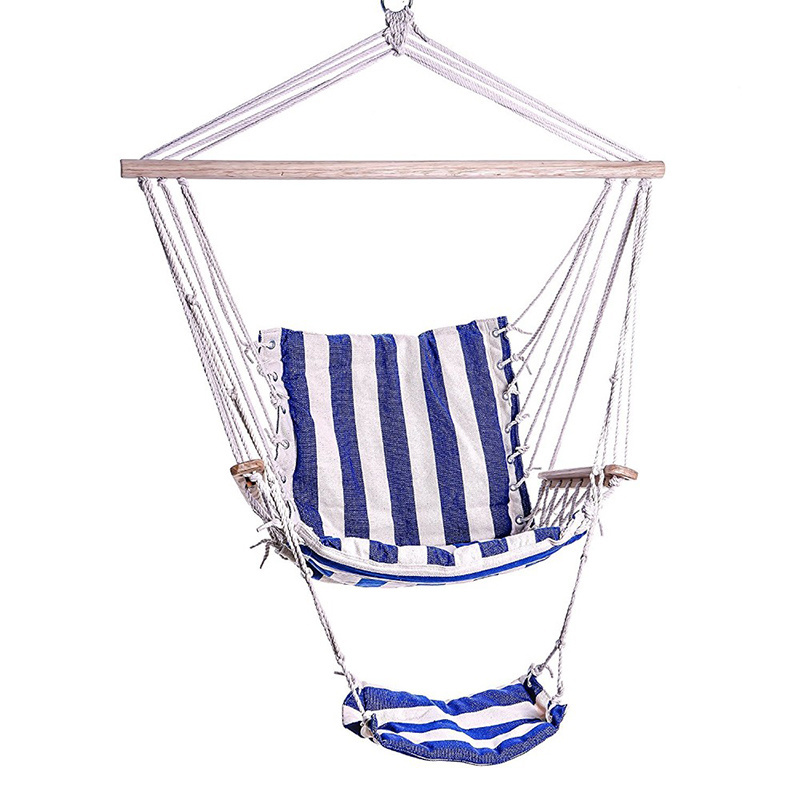 Leisure Cotton hammock hanging chair with Arm and Foot Rest