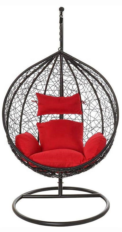 Patio Tree Outdoor Wicker Basket Swing Chair Hanging Basket Egg Chair with Cushion and Stand