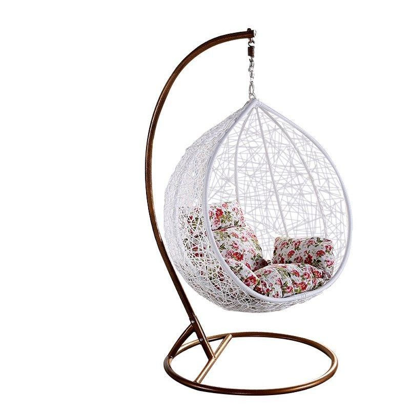 Patio Tree Outdoor Wicker Basket Swing Chair Hanging Basket Egg Chair with Cushion and Stand