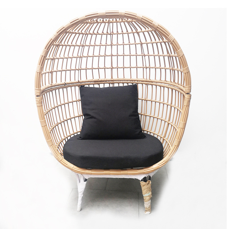 Cheap price indoor outdoor patio rattan wicker hanging egg swing chair with metal stand