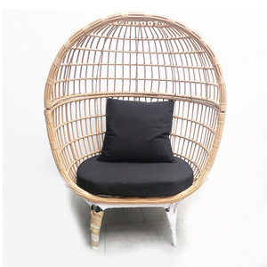 Cheap price indoor outdoor patio rattan wicker hanging egg swing chair with metal stand