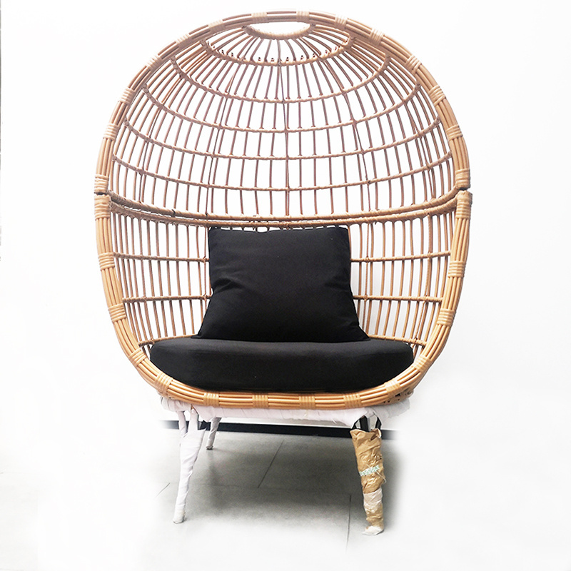 Cheap price indoor outdoor patio rattan wicker hanging egg swing chair with metal stand