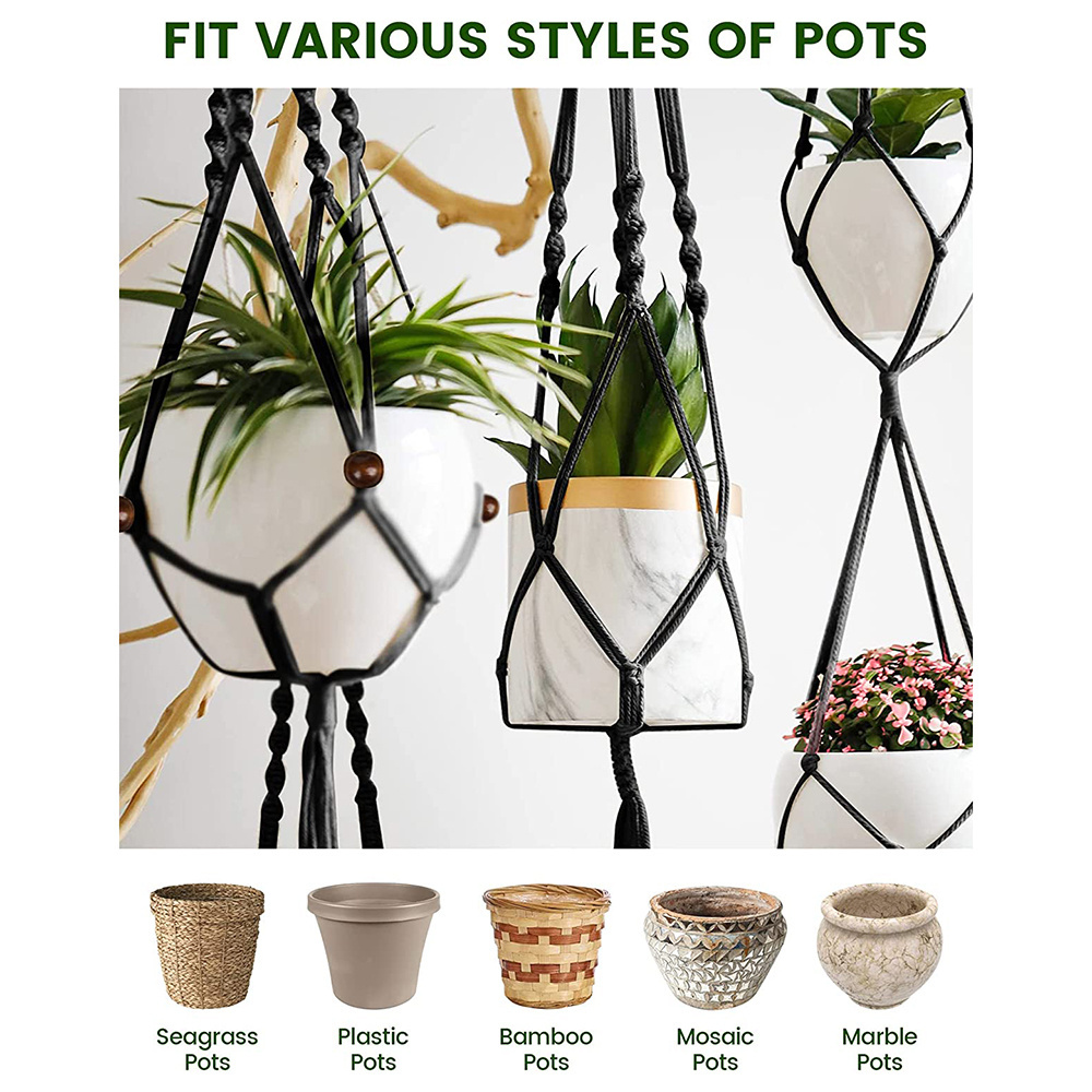 Boho Home Garden Decor Hanging Macrame Plant Hangers with Hooks