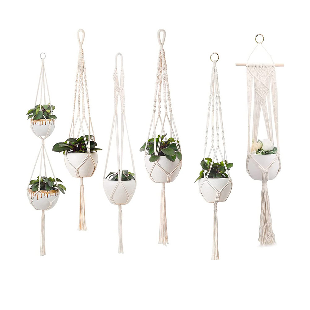 Boho Home Garden Decor Hanging Macrame Plant Hangers with Hooks