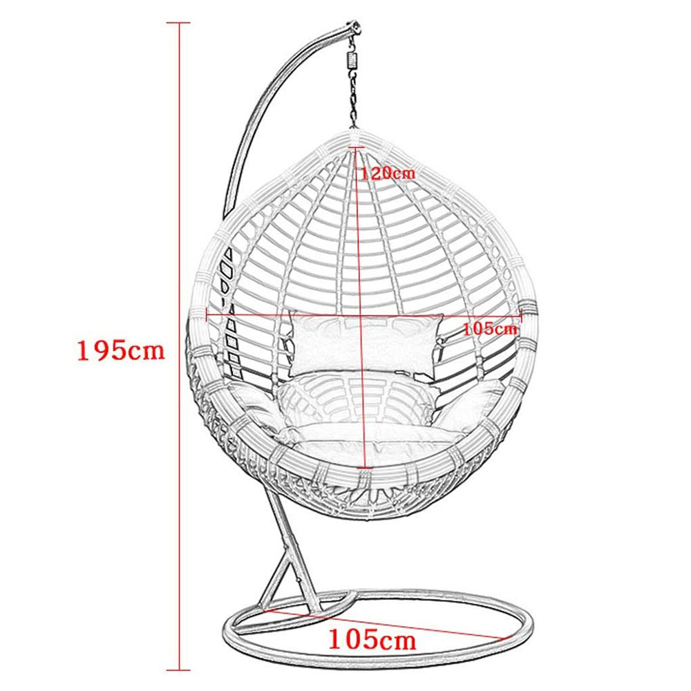 New Version Teardrop Garden Wicker Hanging Swing Chair Include Stand