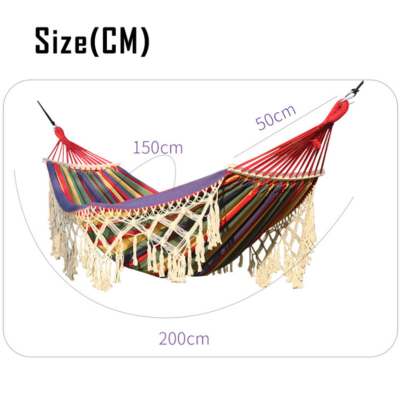 Fishtail Knitting Portable Wooden Canvas Hammock for Travel Beach