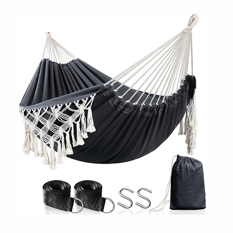 Double Boho Macrame Hammock with Elegant Tassels for Patio/ Yard/ Beach Wedding Decor/ Outdoor and Indoor