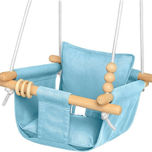 Hand Woven Cotton Rope Baby Hammock Chair with Hanging Kit