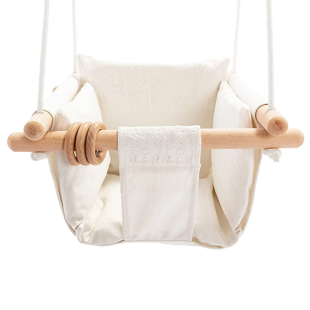 Hand Woven Cotton Rope Baby Hammock Chair with Hanging Kit