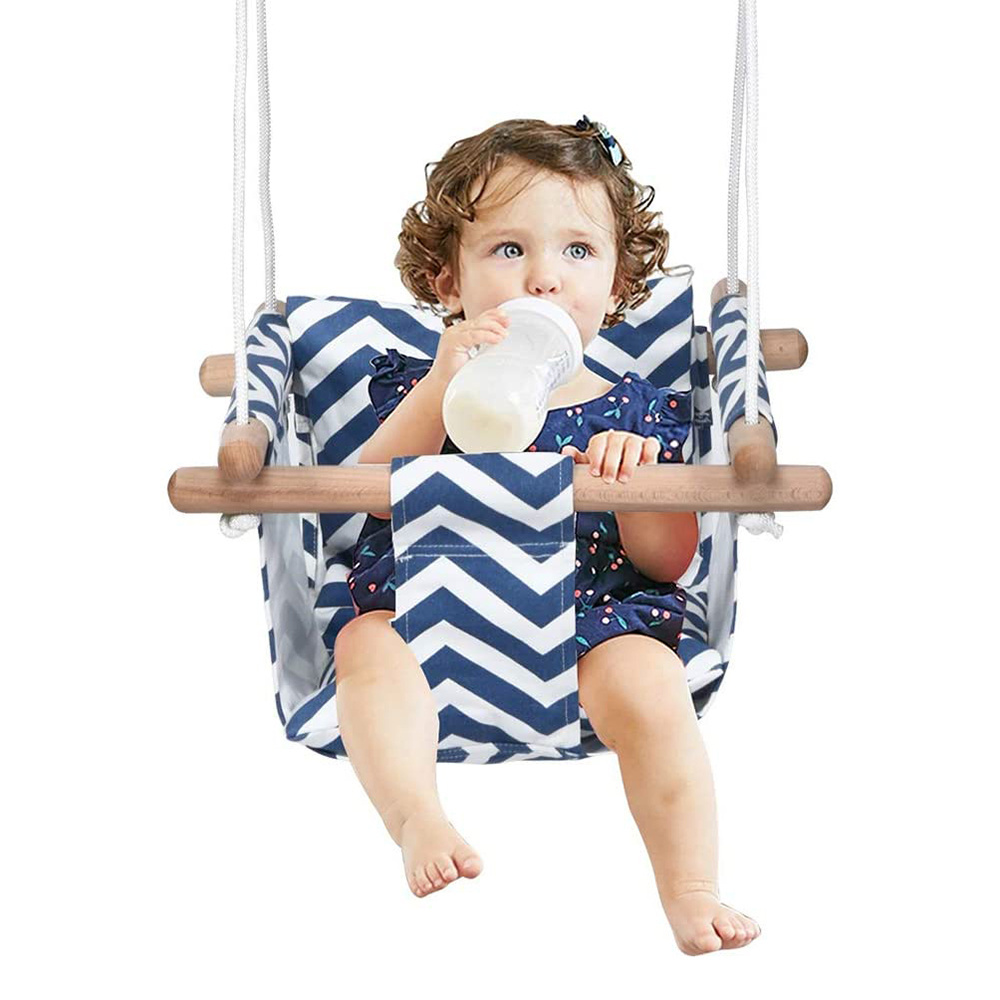 Hand Woven Cotton Rope Baby Hammock Chair with Hanging Kit