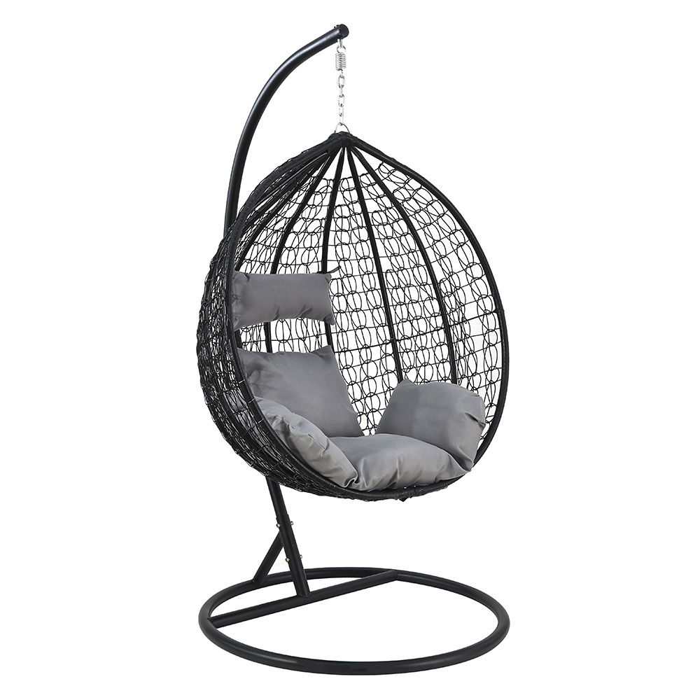 Outdoor Rattan Furniture Garden Hanging Egg Chair Swing with Stand