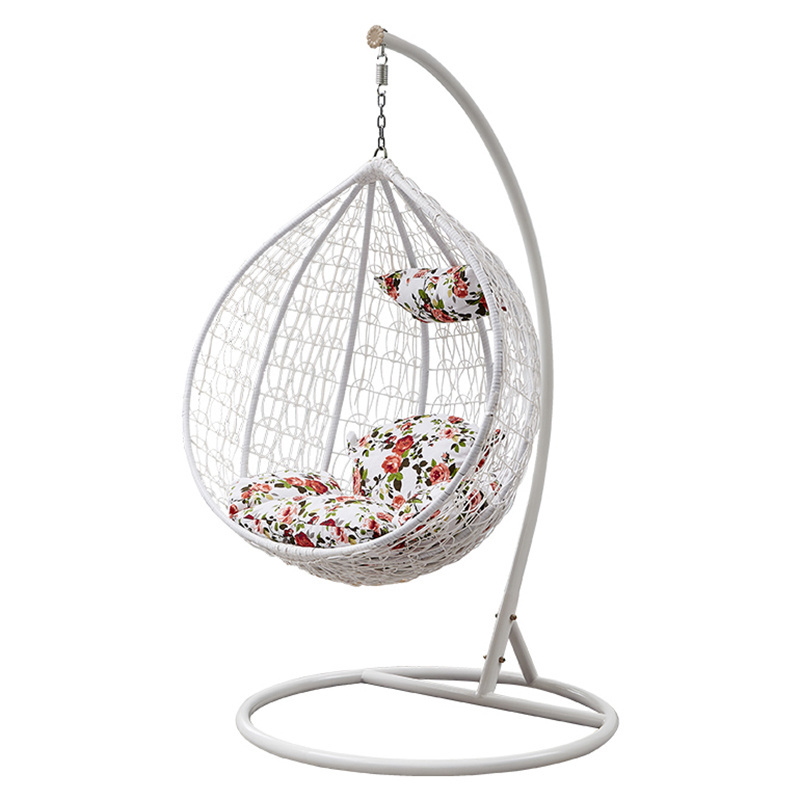 Outdoor Rattan Furniture Garden Hanging Egg Chair Swing with Stand