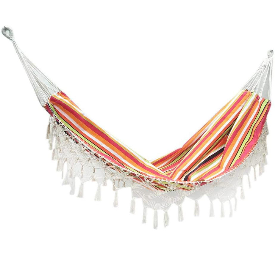 Softest Durable Bohemian style Portable Climbing Macrame Hammock with Tassels