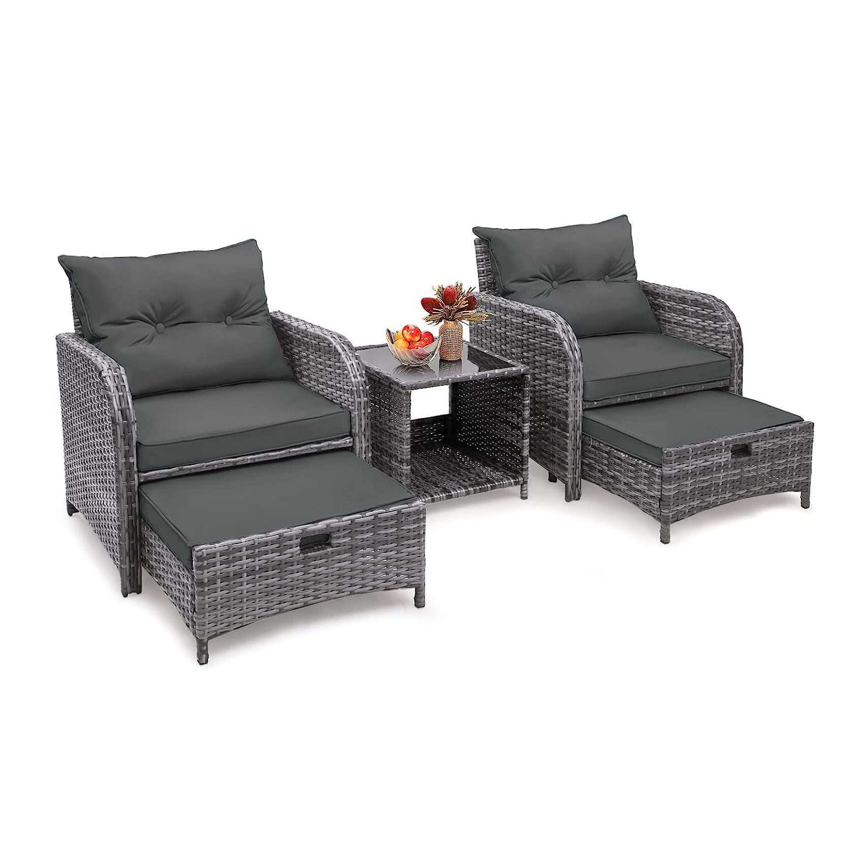 Patio Sofa Set All Weather Wicker Outdoor Sectional PE Rattan Furniture Set for Patio/Garden/Lawn/Poolside/Balcony