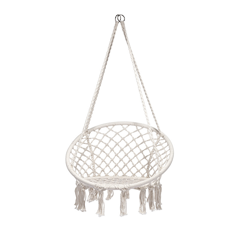 Bohemian Style Handwoven Cotton Round Hammock Chair Macrame Swing For Garden