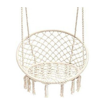 Scandi-Boho Style Cotton Macrame Swing Chair Outdoor Furniture for Backyard,Patios,Garden