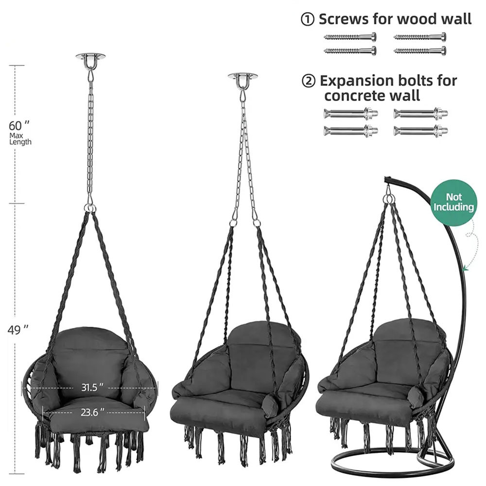 Garden Patio Swings Hanging Outdoor Swing Chair with Cushion