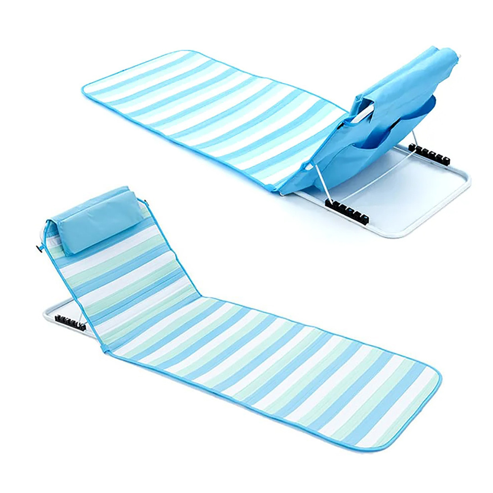 Portable Folding Tanning Chair Outdoor Beach Mat Lounger with Back Support