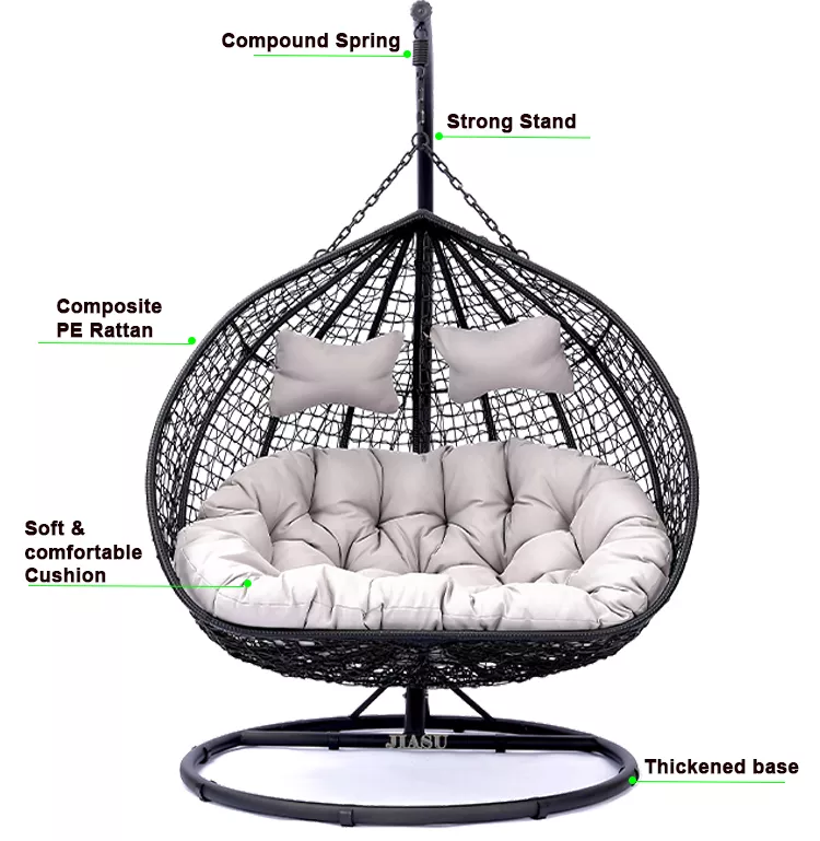 Garden Patio Furniture Rattan Basket Egg Chair Outdoor Swing Bed