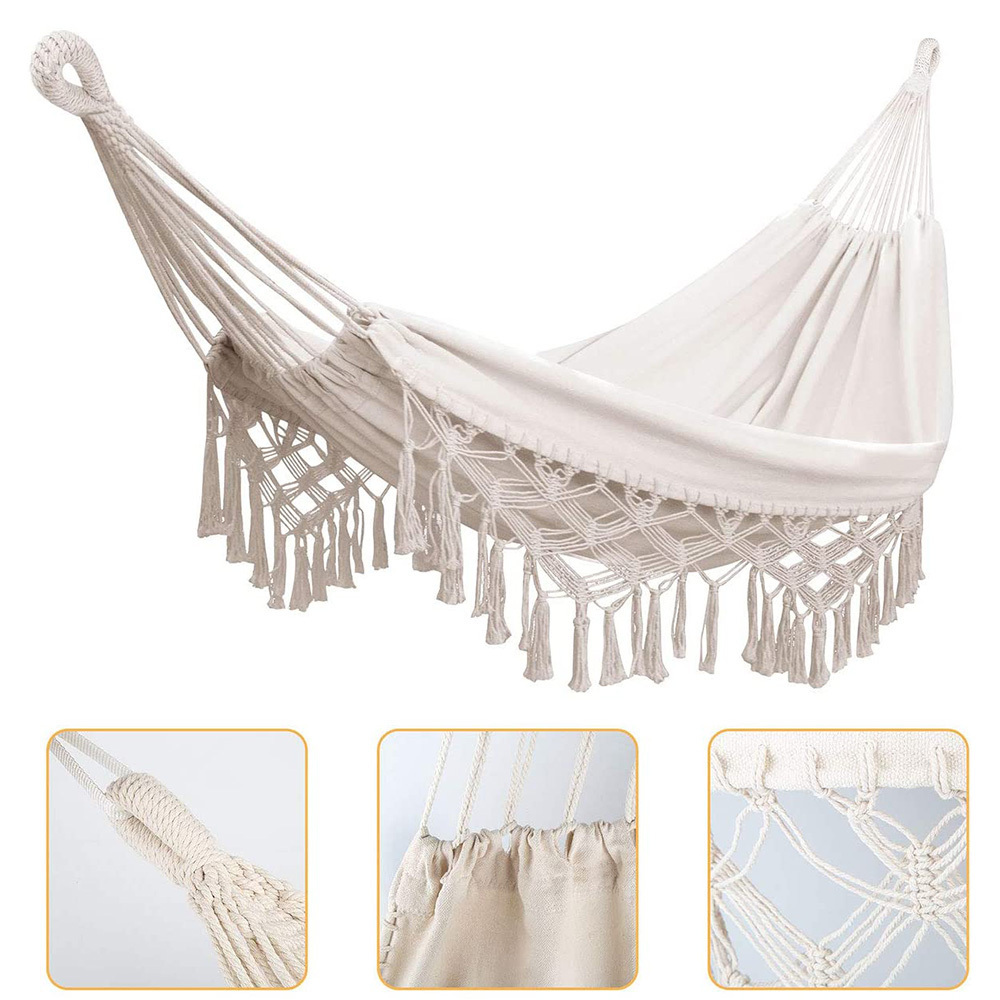 Lightweight Comfortable Handmade Macrame Canvas Hammock for Backpacking