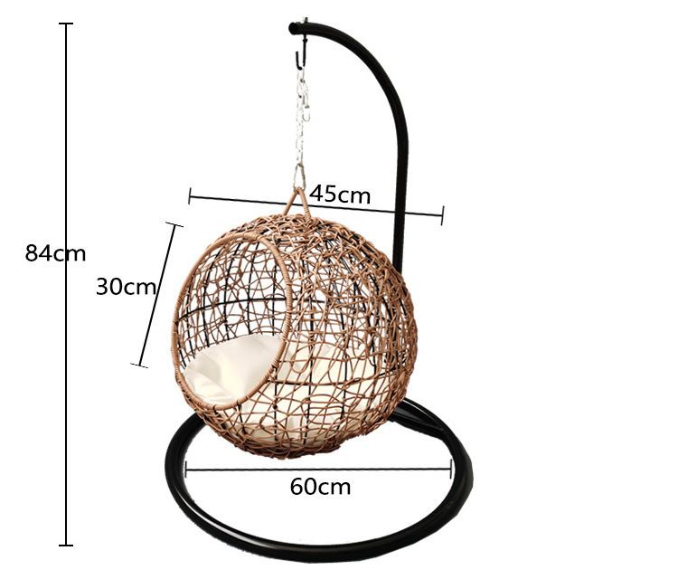 Cat window hammock bed PE ratttan Ball shape hanging swing Cat window hammock bed with removable cushion