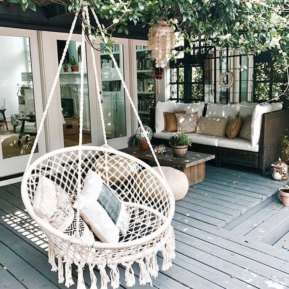 Bohemian Style Bedroom  Macrame Swing Chair