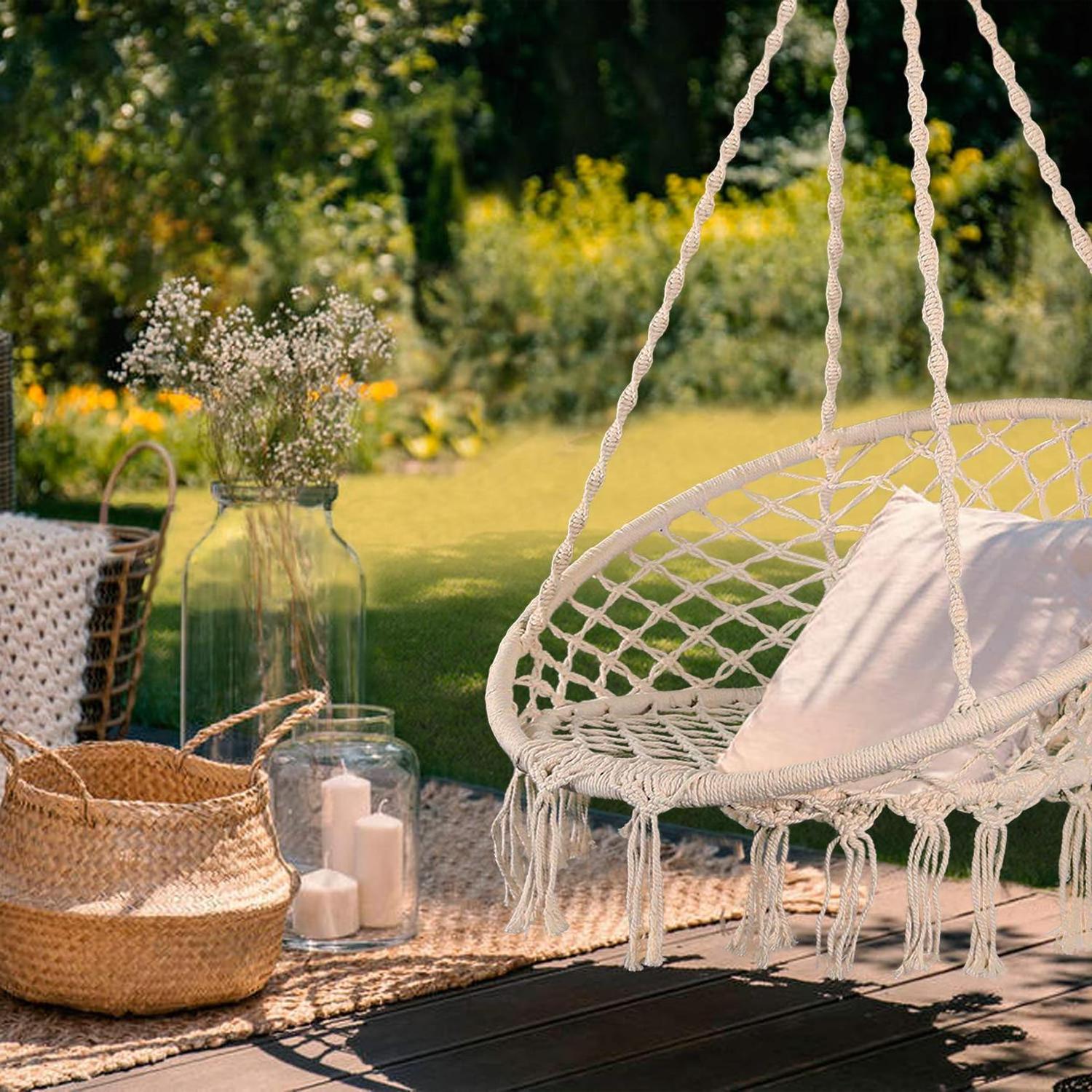 Bohemian Style Bedroom  Macrame Swing Chair