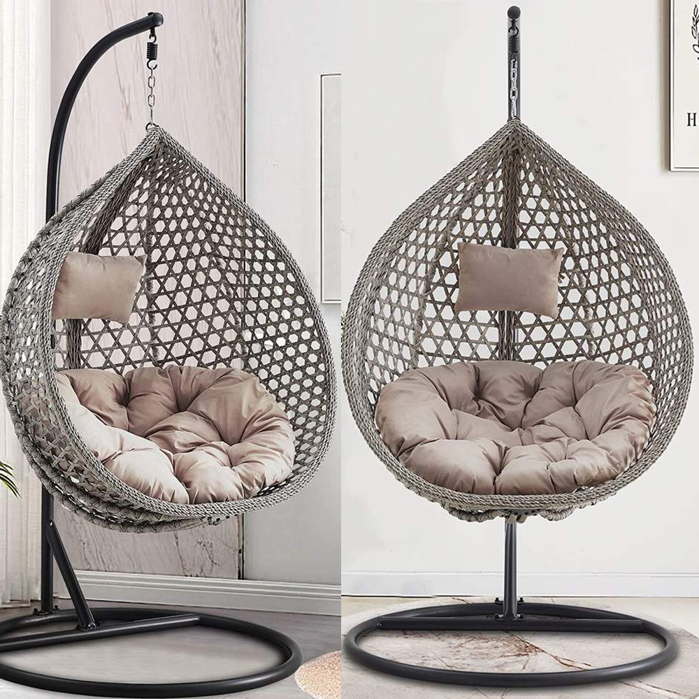 Outdoor Leisure Hanging Rattan Basket Garden Egg Chair with Stand