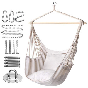 Adjustable and Easy Installation Poly-cotton Hammock Swing Hanging Chair Including Hanging Kits