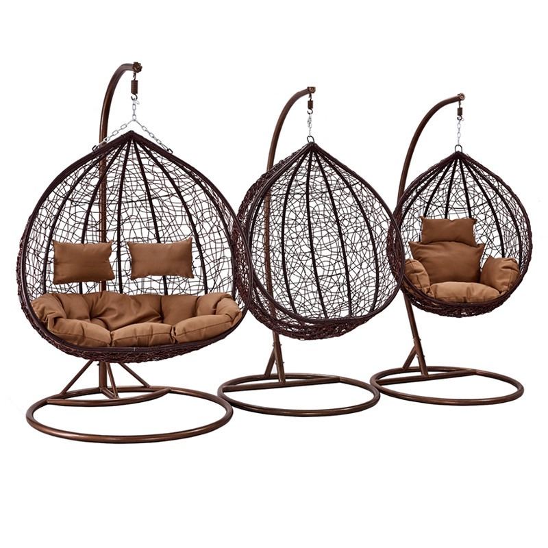 Rattan Egg Wicker Double Person Hanging Swing Chair for Outdoor Patio