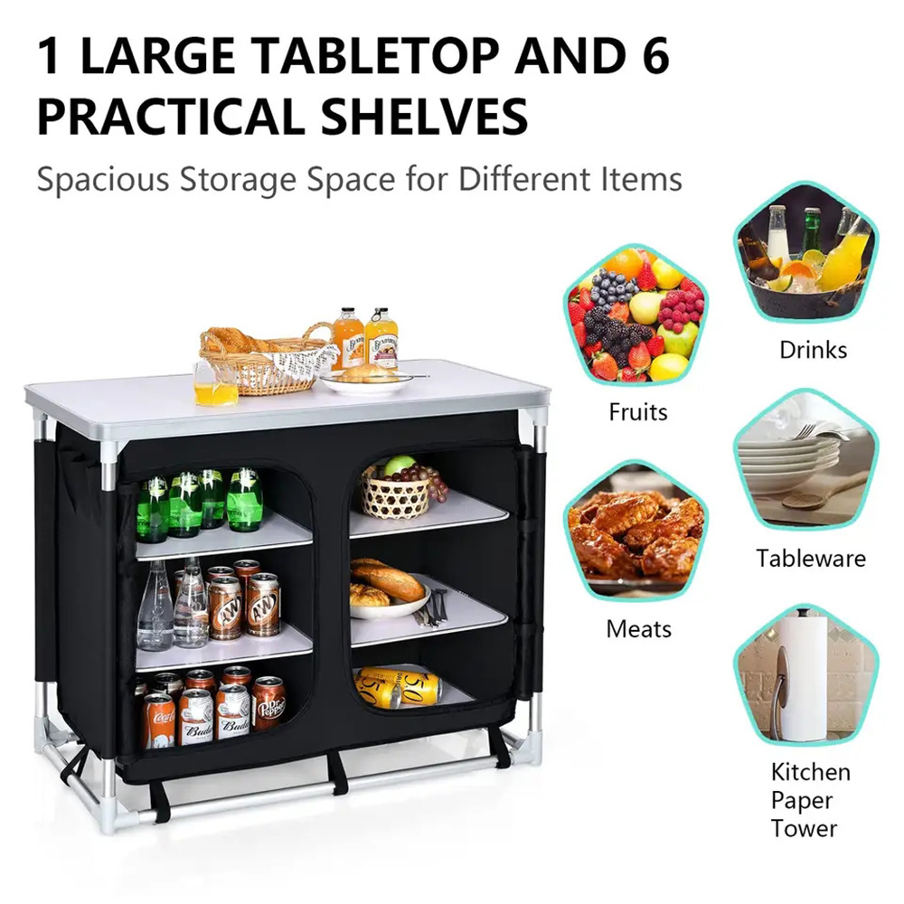 Outdoor Camping Organizer Storage Kitchen Cabinet Folding Kitchen Table with Carry Bag