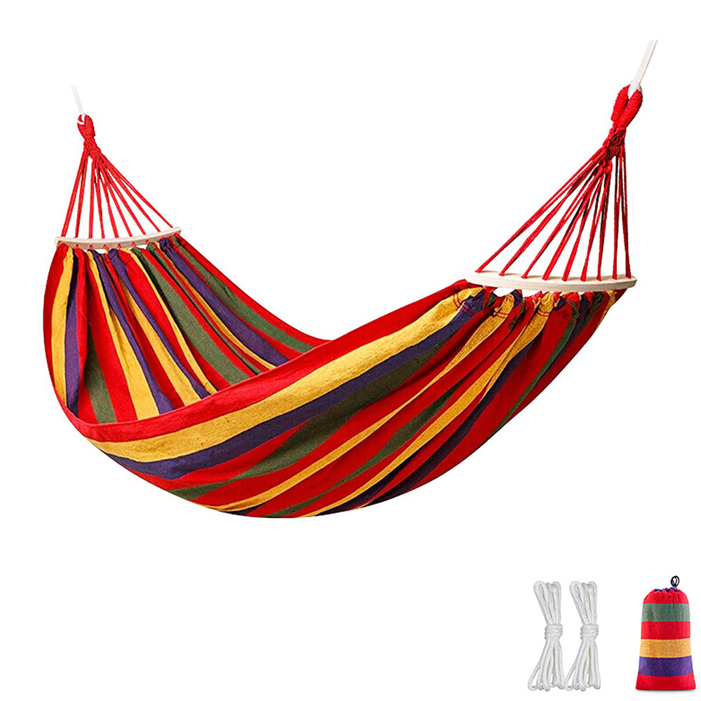 Hot-selling Canvas Travel Hammock Portable Beach Swing Bed with Hardwood Spreader Bar