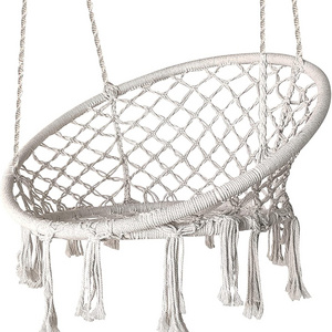 Scandi-Boho Style Cotton Macrame Swing Chair Outdoor Furniture for Backyard,Patios,Garden