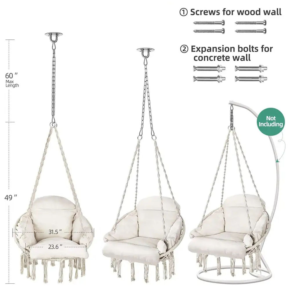 Garden Patio Swings Hanging Outdoor Swing Chair with Cushion