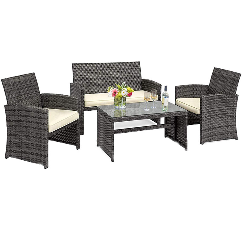 Patio Dining Set Table Chair Outdoor Rattan Furniture with Cover