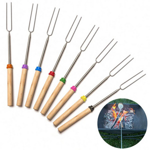 32'' BBQ Smores Skewers Marshmallow Roasting Sticks for Campfire Kit