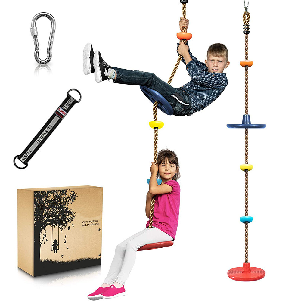 Garden Hanging Climbing Kids Swing Set with Adjustable Ropes